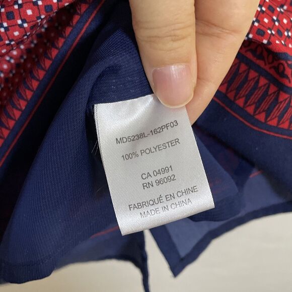 Dalia Sleeveless Dress, Lined, Non-stretch, V-Neck Red and Navy Size 4 - Picture 5 of 9